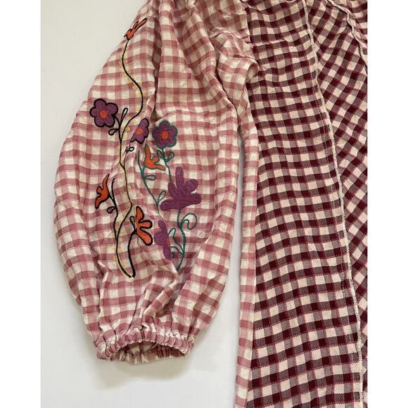 Easel Los Angeles Anthropologie EMBROIDERED Shirt Baggy Oversized Boho Fairycore - Picture 2 of 11